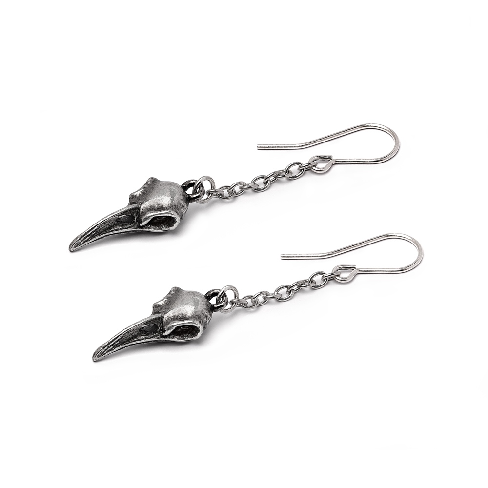 Alchemy - Rabenschadel Schlenker Earrings - Silver coloured
